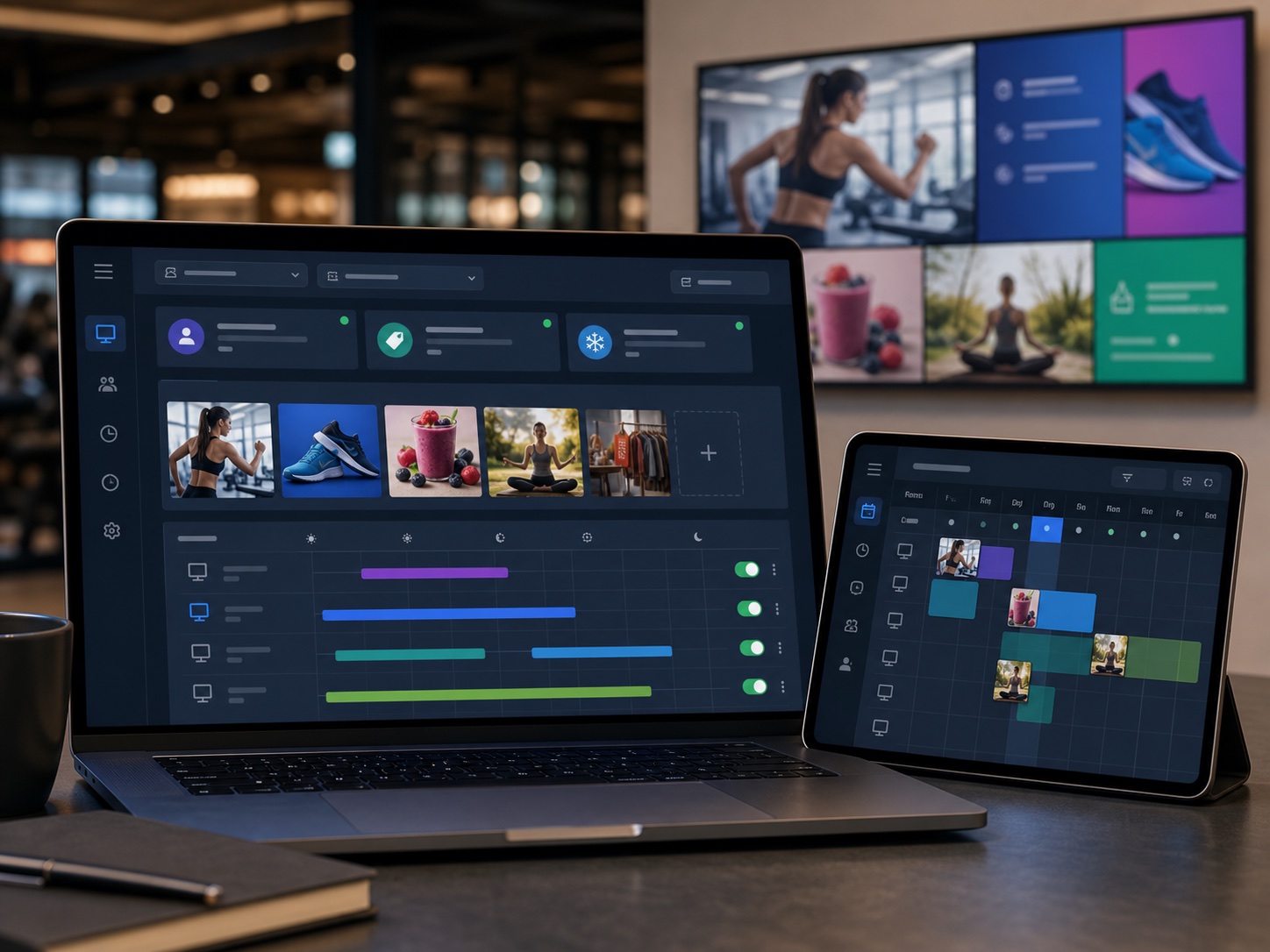 Panel para programar campanas con videos imagenes horarios y vigencias