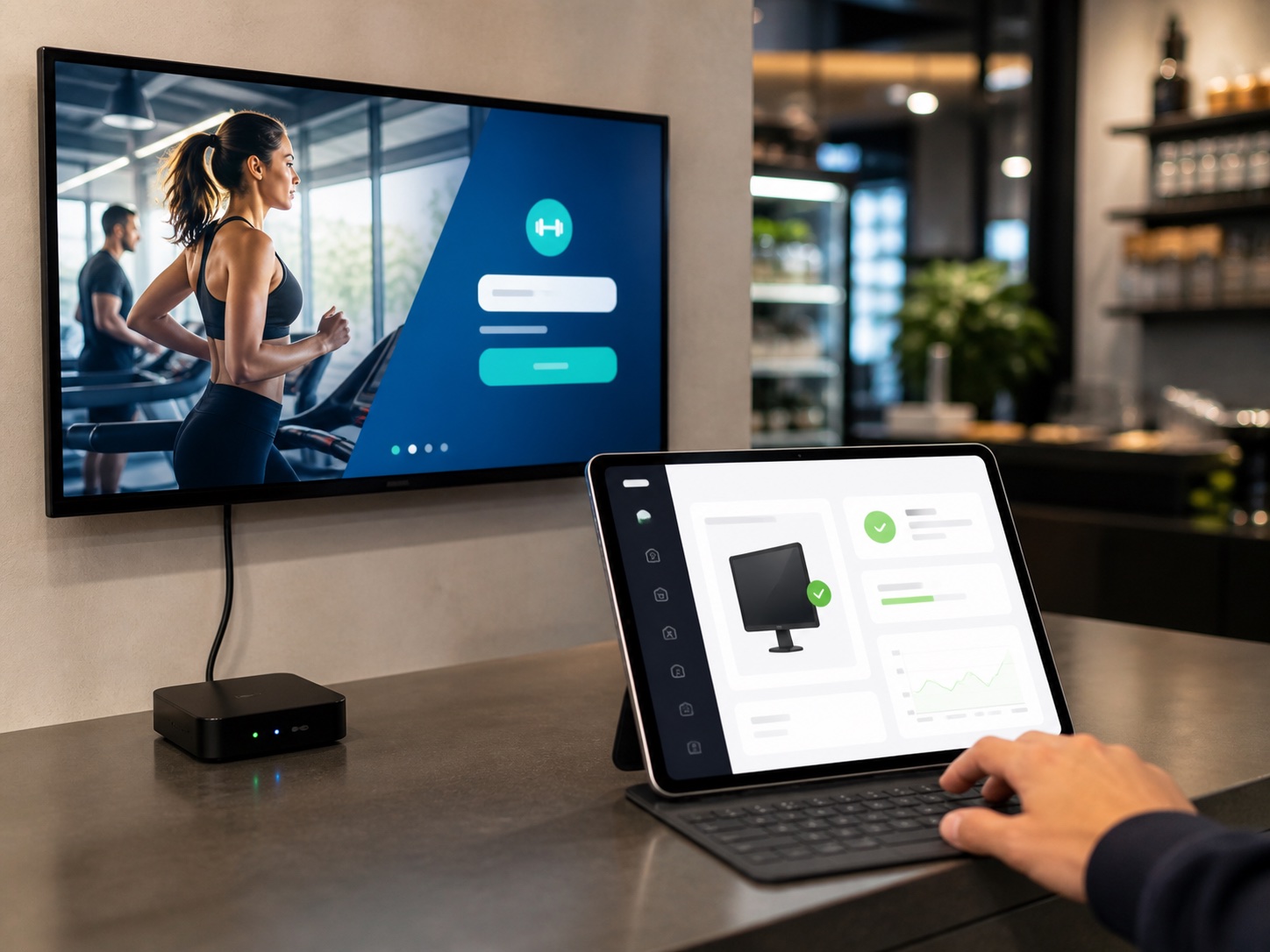 Pantalla conectada al sistema Witness lista para recibir contenido